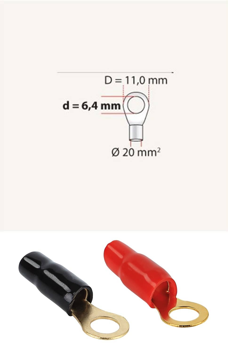 4mm, Kabeloog 20mm² Gat 6