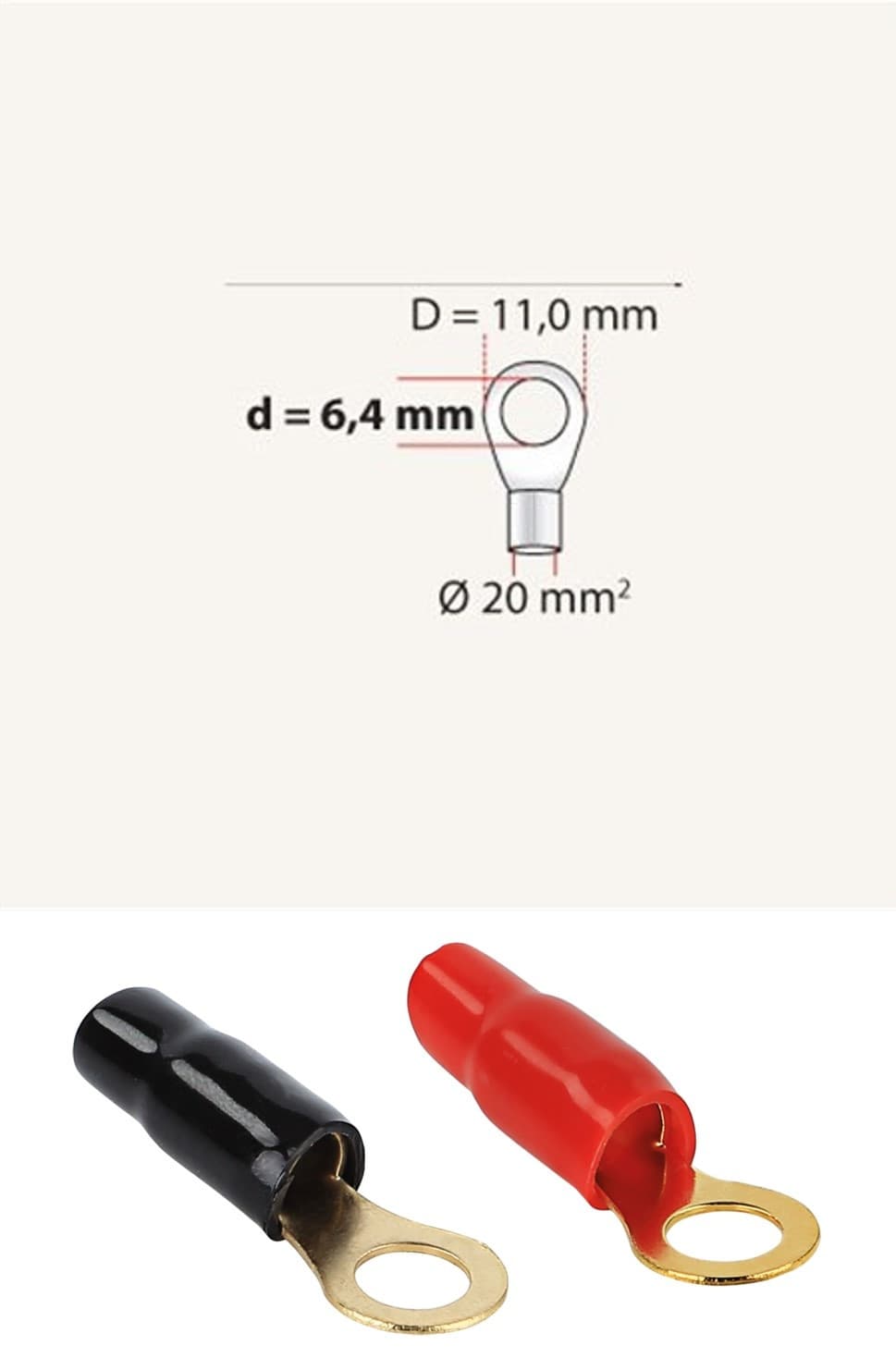 4mm, Kabeloog 20mm² Gat 6