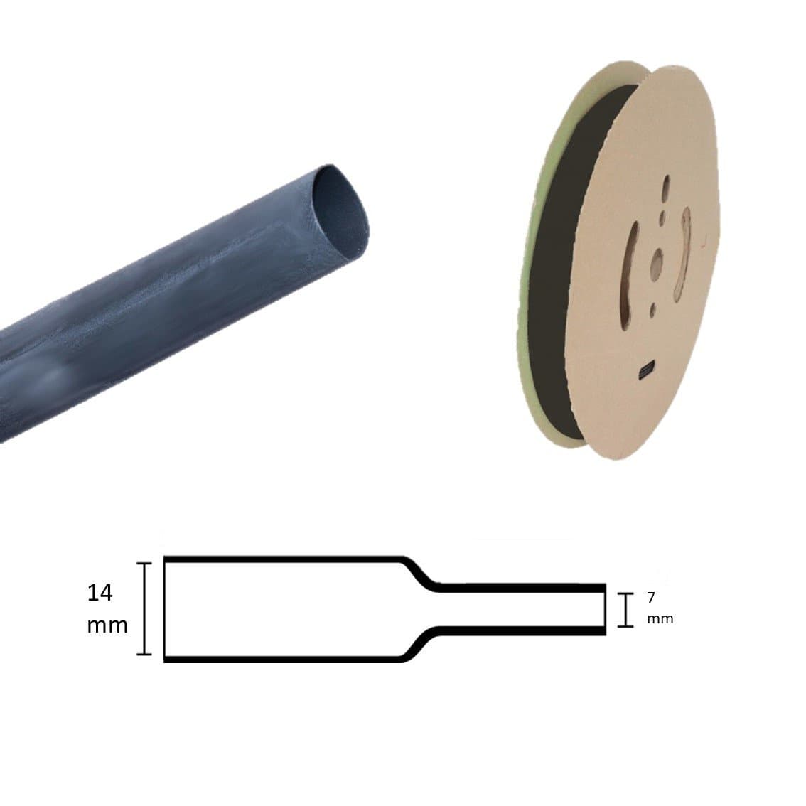 Krimpkous | 14mm > 7mm | Zwart | Per meter verkocht