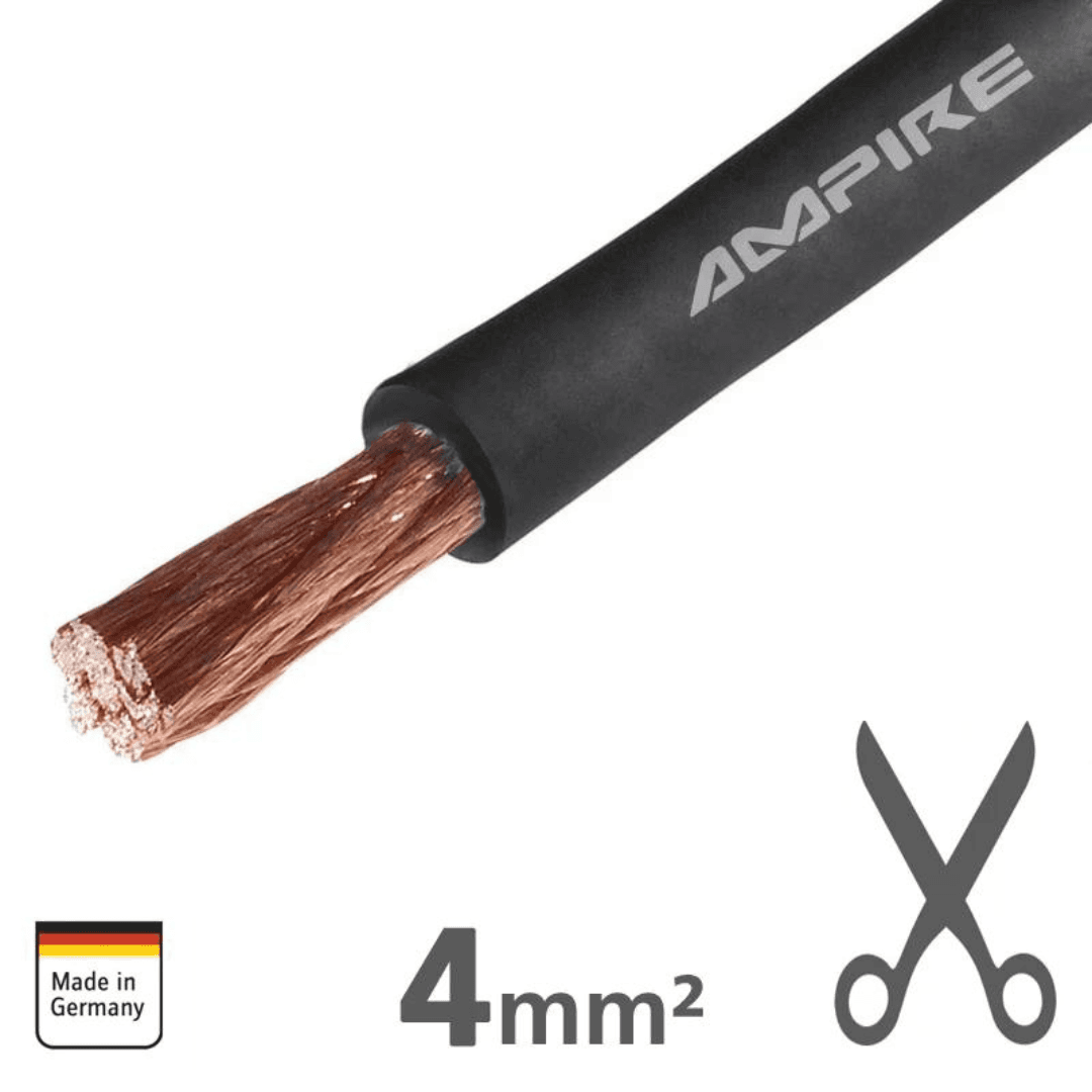 Stroomkabel Zwart 4mm²; Per meter