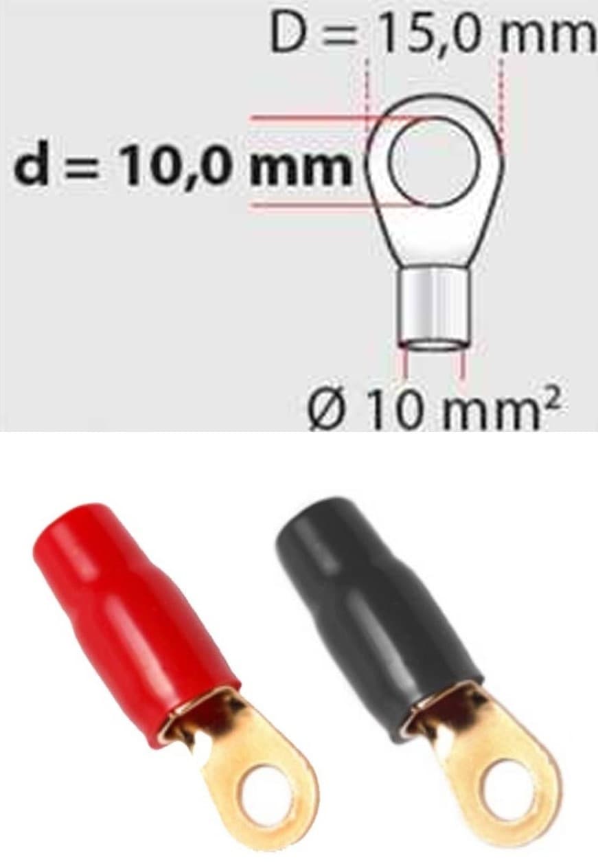 Kabeloog | 10mm² | Gat Ø 10 mm | 2 x Rood, 2 x Zwart